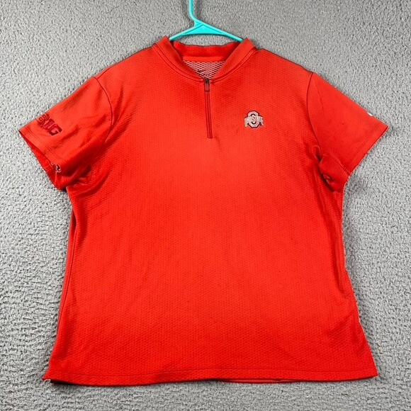 Nike Dri-Fit Ohio State Buckeyes Quarter Zip Polo Shirt Women's Size XL Red - Picture 1 of 8